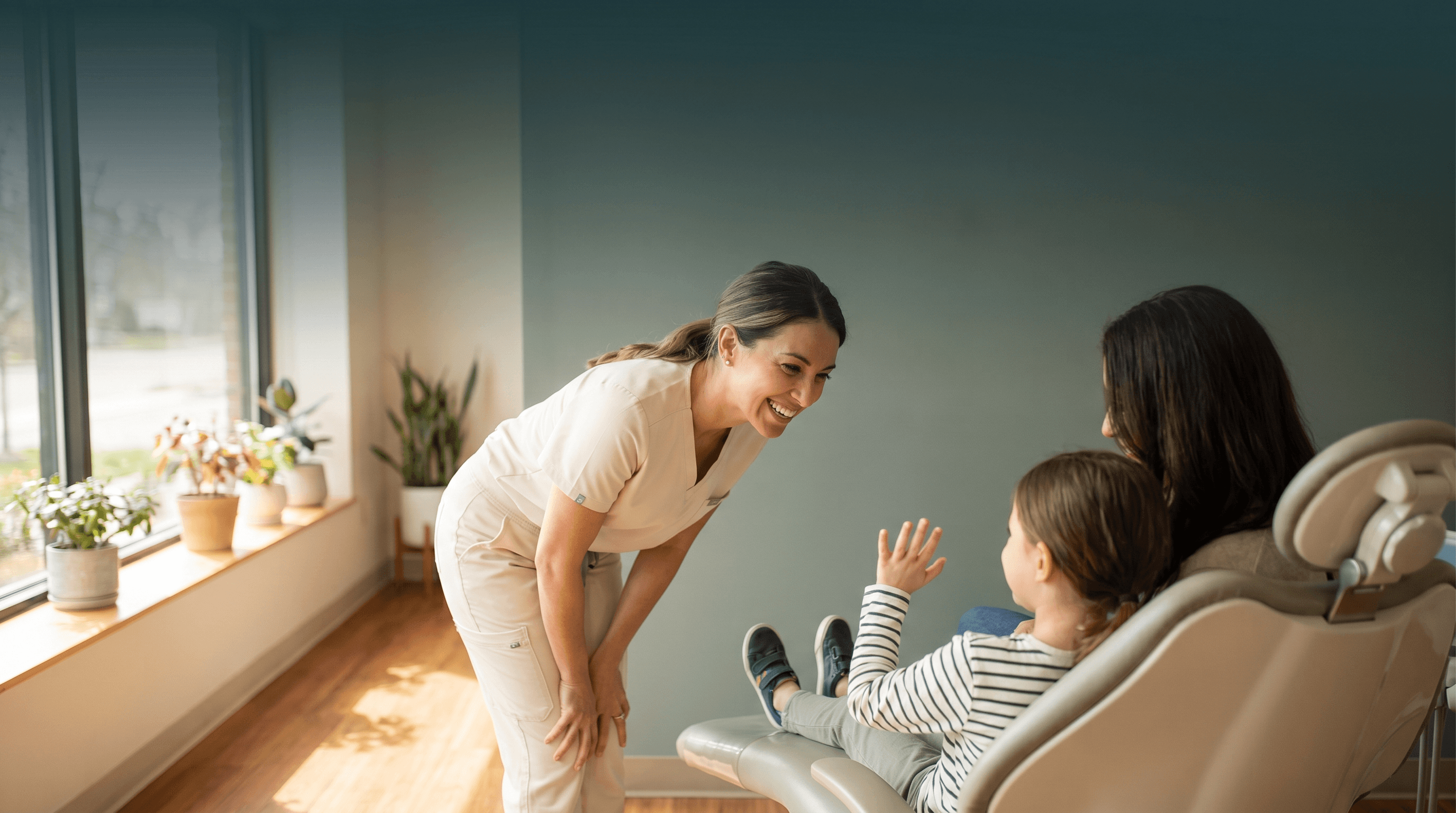 Inside the Vedha Family Dentistry treatment room in Dover, NJ